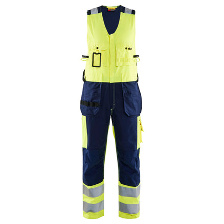Blaklader 2653 Hi Vis Sleeveless Overall Hi Vis Yellow Navy Blue Main