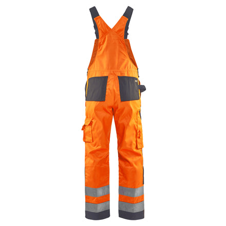 Blaklader 2660 Hi Vis Bib Trousers Hi Vis Orange Grey Back