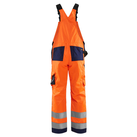 Blaklader 2660 Hi Vis Bib Trousers Hi Vis Orange Navy Blue Back