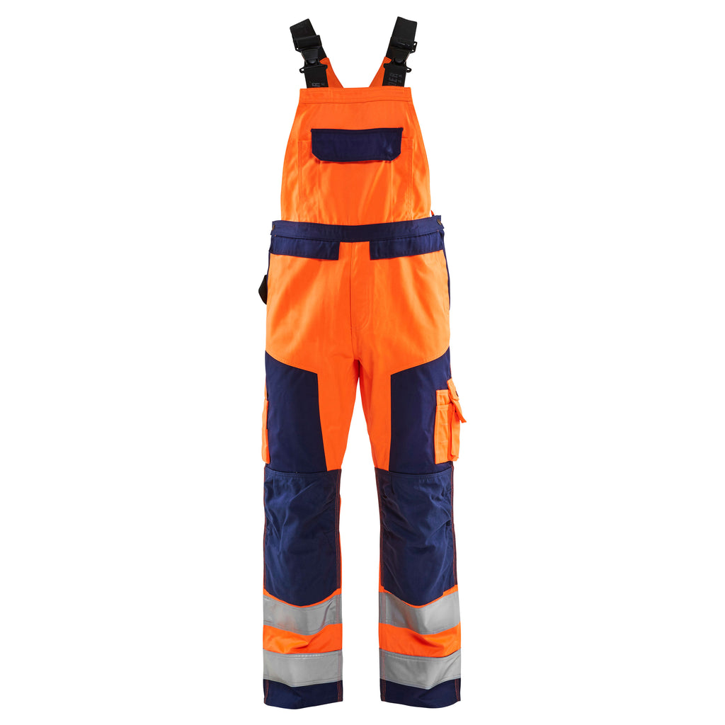 Blaklader 2660 Hi Vis Bib Trousers Hi Vis Orange Navy Blue Main