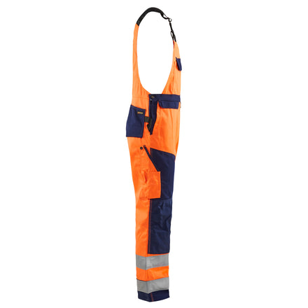 Blaklader 2660 Hi Vis Bib Trousers Hi Vis Orange Navy Blue Right