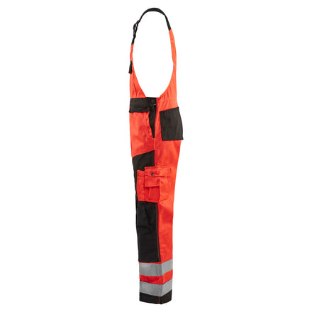 Blaklader 2660 Hi Vis Bib Trousers Hi Vis Red Black Left