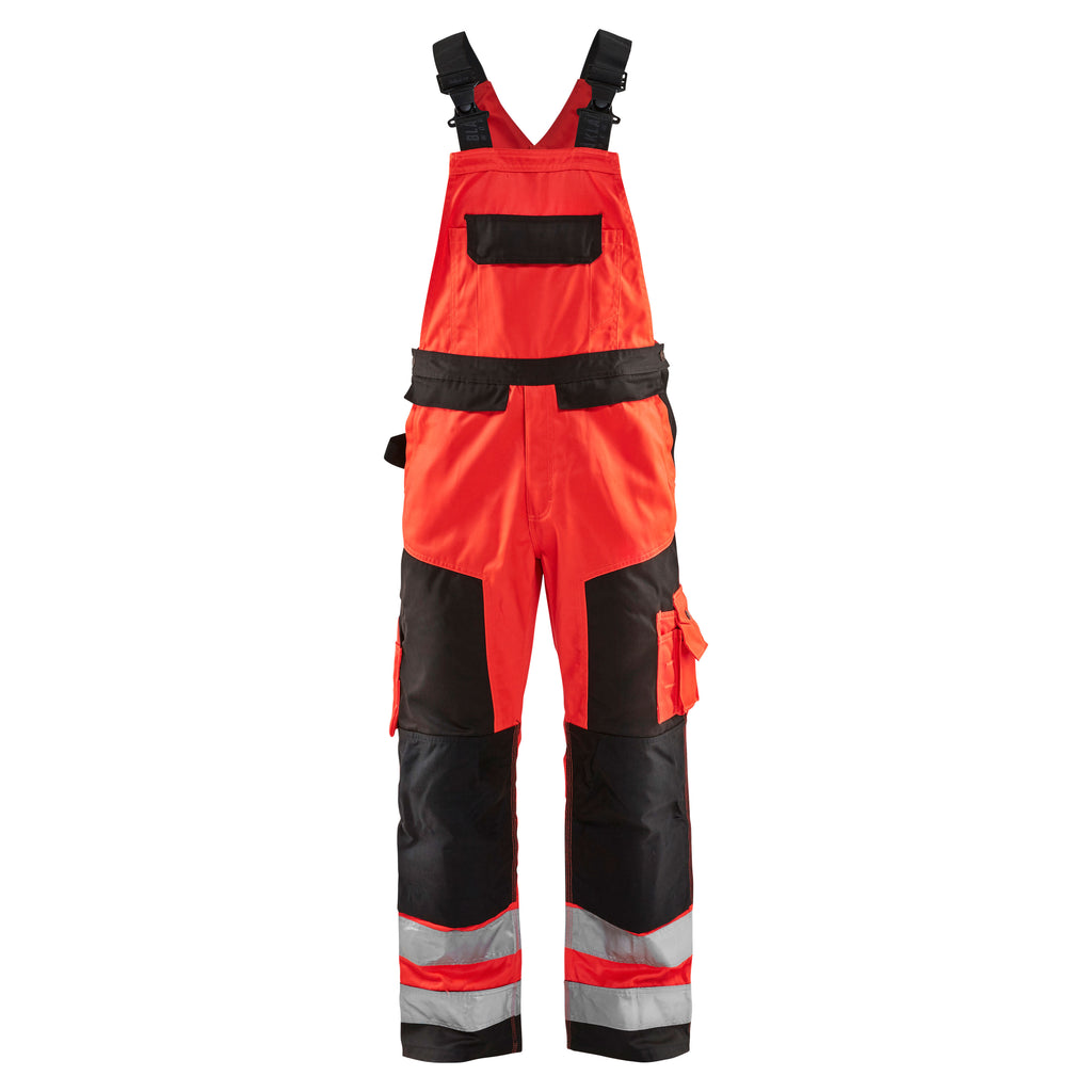 Blaklader 2660 Hi Vis Bib Trousers Hi Vis Red Black Main