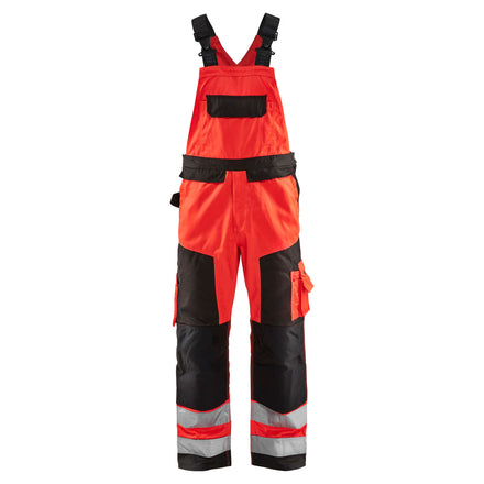 Blaklader 2660 Hi Vis Bib Trousers Hi Vis Red Black Main