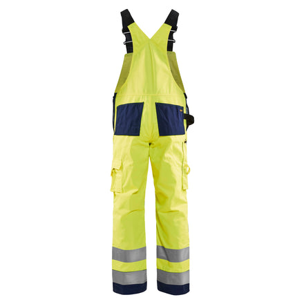 Blaklader 2660 Hi Vis Bib Trousers Hi Vis Yellow Navy Blue Back