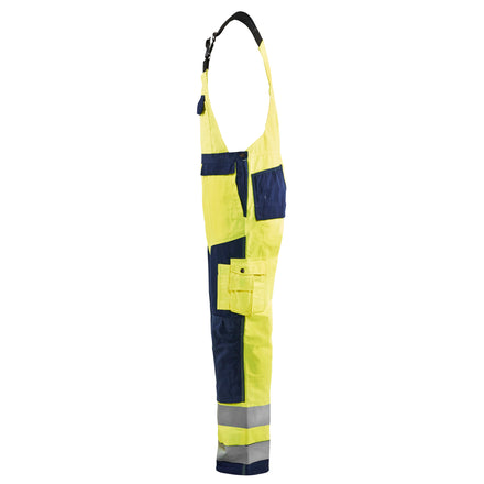 Blaklader 2660 Hi Vis Bib Trousers Hi Vis Yellow Navy Blue Left