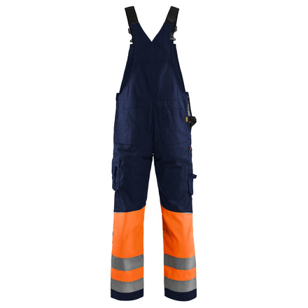 Blaklader 2662 Hi Vis Bib Overall Navy Blue Hi Vis Orange Back
