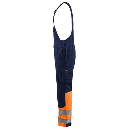 Blaklader 2662 Hi Vis Bib Overall Navy Blue Hi Vis Orange Left