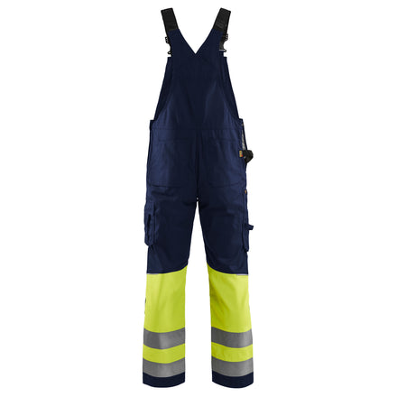 Blaklader 2662 Hi Vis Bib Overall Navy Blue Hi Vis Yellow Back