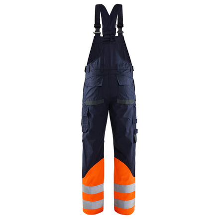 Blaklader 2888 Multinorm Inherent Bib Trousers Navy Blue Hi Vis Orange Back