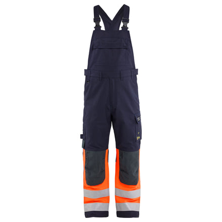Blaklader 2888 Multinorm Inherent Bib Trousers Navy Blue Hi Vis Orange Back
