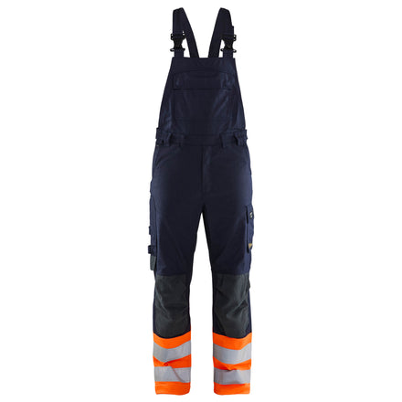 Blaklader 2888 Multinorm Inherent Bib Trousers Navy Blue Hi Vis Orange Main