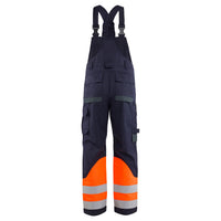 Blaklader 2888 Multinorm Inherent Bib Trousers Navy Blue Hi Vis Orange Main