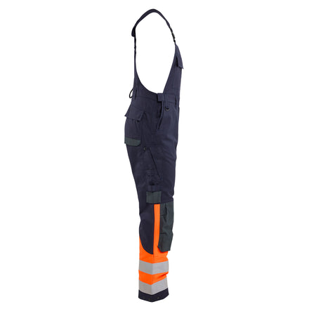 Blaklader 2888 Multinorm Inherent Bib Trousers Navy Blue Hi Vis Orange Right