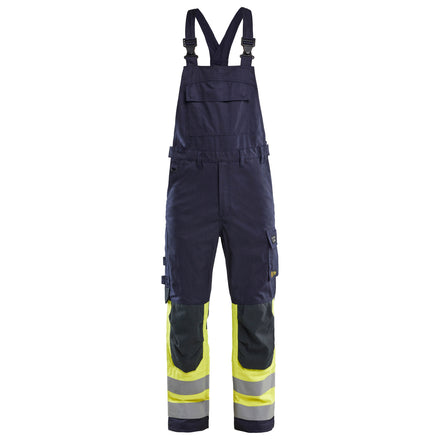 Blaklader 2888 Multinorm Inherent Bib Trousers Navy Blue Hi Vis Yellow Main