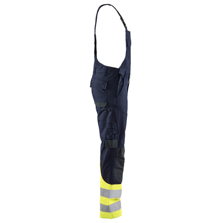 Blaklader 2888 Multinorm Inherent Bib Trousers Navy Blue Hi Vis Yellow Right