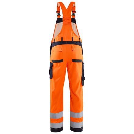Blaklader 2889 Multinorm Inherent Bib Hi Vis Orange Navy Blue Back