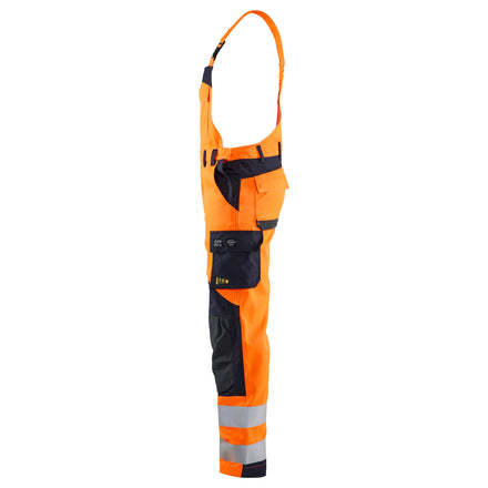 Blaklader 2889 Multinorm Inherent Bib Hi Vis Orange Navy Blue Left