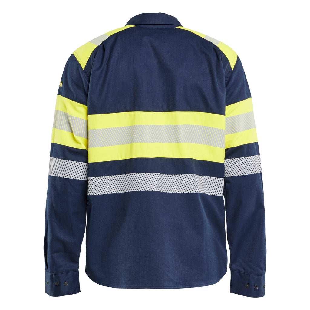 Blaklader 3229 Multinorm Shirt Navy Blue Hi Vis Yellow Back