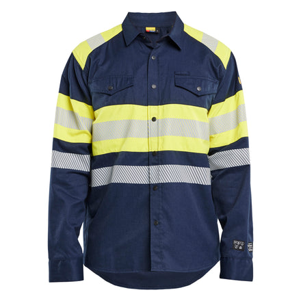 Blaklader 3229 Multinorm Shirt Navy Blue Hi Vis Yellow Main