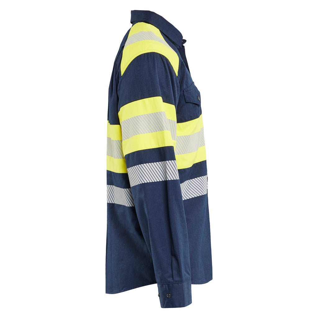 Blaklader 3229 Multinorm Shirt Navy Blue Hi Vis Yellow Right