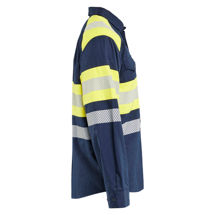Blaklader 3229 Multinorm Shirt Navy Blue Hi Vis Yellow Right
