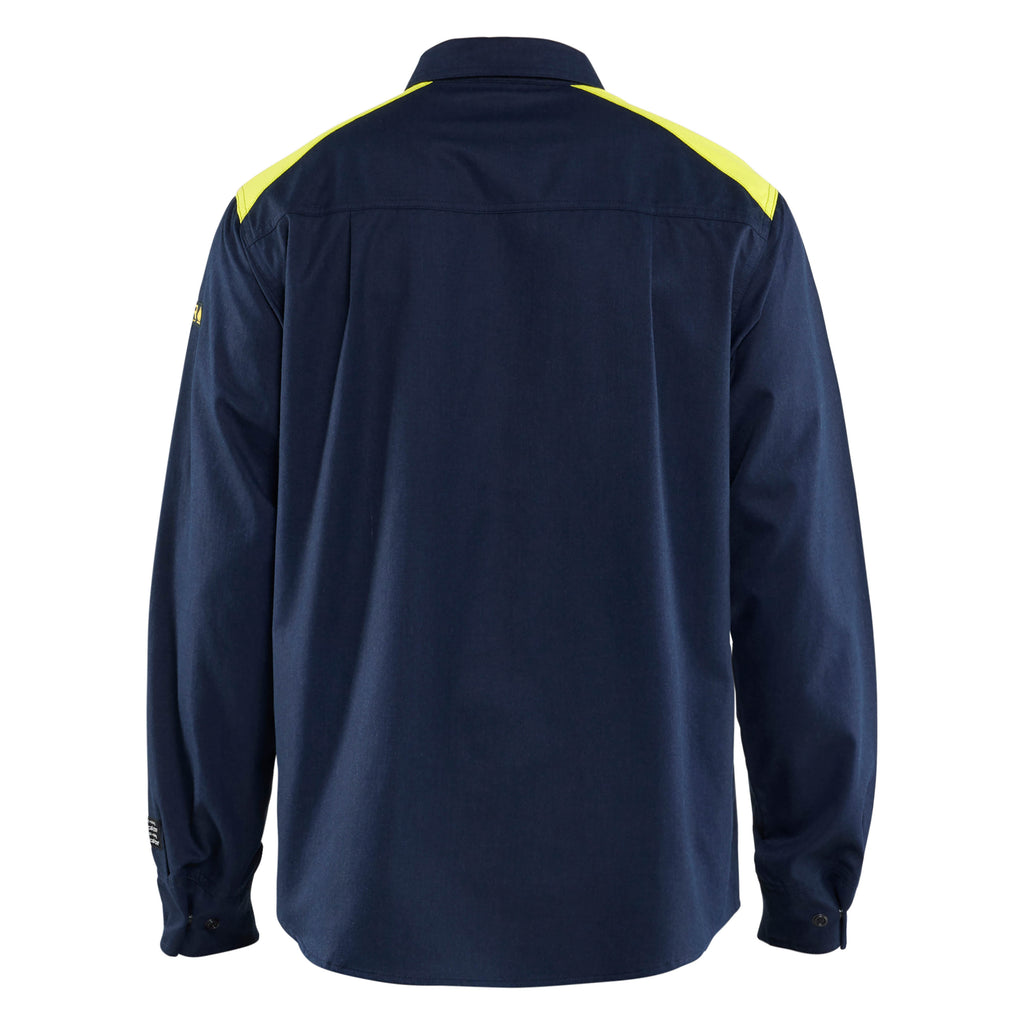 Blaklader 3238 Multinorm Shirt Navy Blue Hi Vis Yellow Back