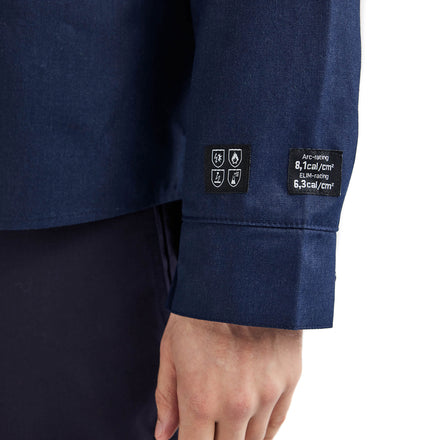 Blaklader 3238 Multinorm Shirt Navy Blue Hi Vis Yellow Feature 1