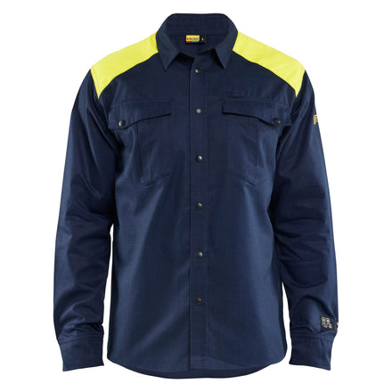 Blaklader 3238 Multinorm Shirt Navy Blue Hi Vis Yellow Main