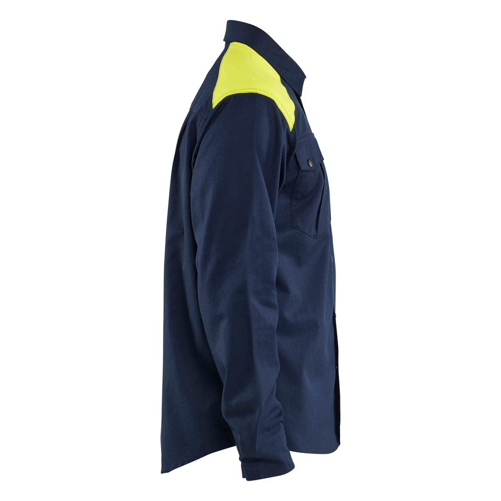 Blaklader 3238 Multinorm Shirt Navy Blue Hi Vis Yellow Right