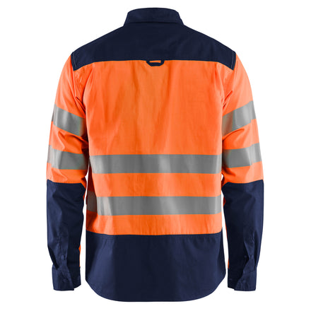 Blaklader 3255 Hi Vis Shirt Hi Vis Orange Navy Blue Back