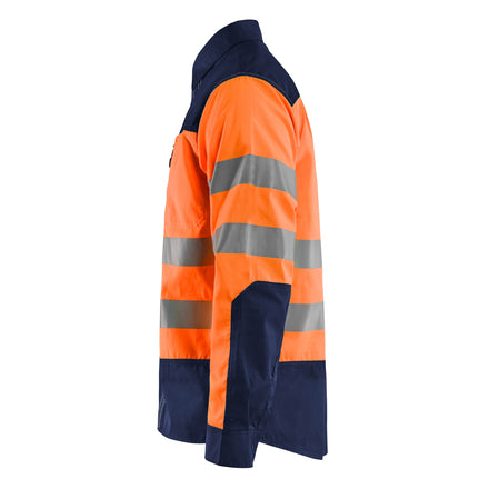 Blaklader 3255 Hi Vis Shirt Hi Vis Orange Navy Blue Left