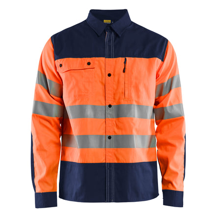 Blaklader 3255 Hi Vis Shirt Hi Vis Orange Navy Blue Main