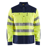 Blaklader 3255 Hi Vis Shirt Hi Vis Yellow Navy Blue Main