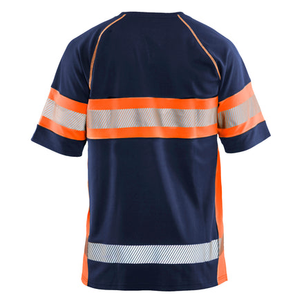 Blaklader 3337 Hi Vis T Shirt Navy Blue Hi Vis Orange Back