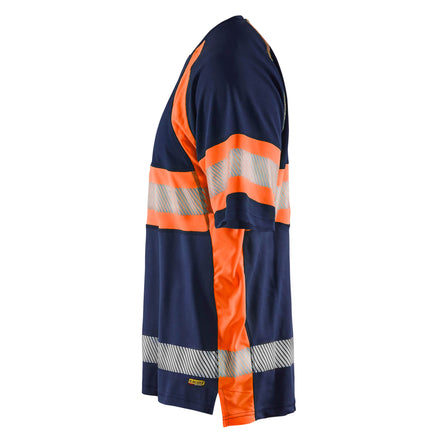 Blaklader 3337 Hi Vis T Shirt Navy Blue Hi Vis Orange Left