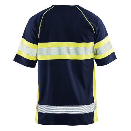 Blaklader 3337 Hi Vis T Shirt Navy Blue Hi Vis Yellow Back