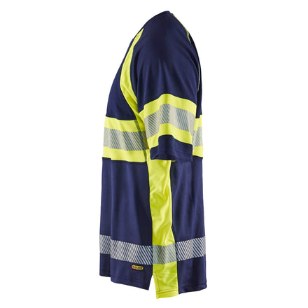 Blaklader 3337 Hi Vis T Shirt Navy Blue Hi Vis Yellow Left