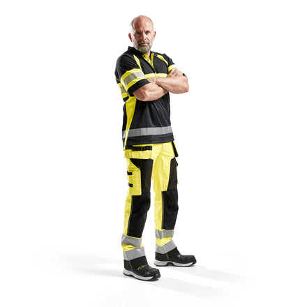Blaklader 3338 Black/Hi-Vis Yellow Polo Shirt With UV-Protection