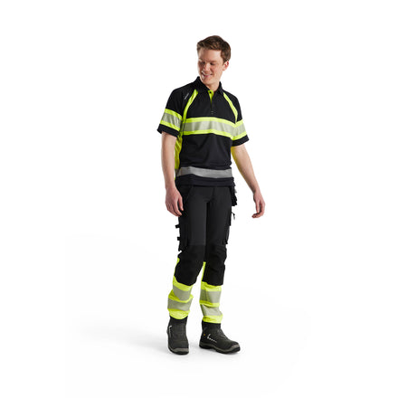 Blaklader 3338 Black/Hi-Vis Yellow Polo Shirt With UV-Protection