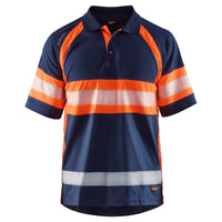 Blaklader 3338 Navy Blue/Hi-Vis Orange Polo Shirt With UV-Protection