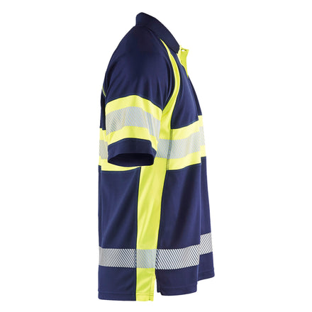 Blaklader 3338 Navy Blue/Hi-Vis Yellow Polo Shirt With UV-Protection