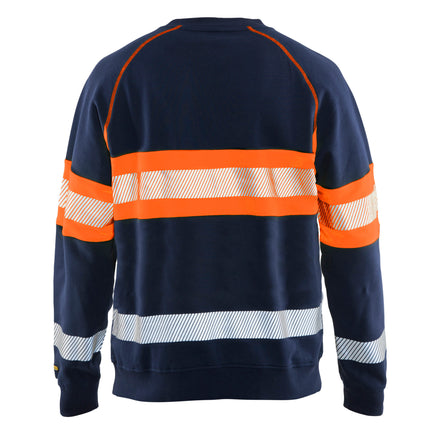 Blaklader 3359 Hi Vis Sweater Navy Blue Hi Vis Orange Back