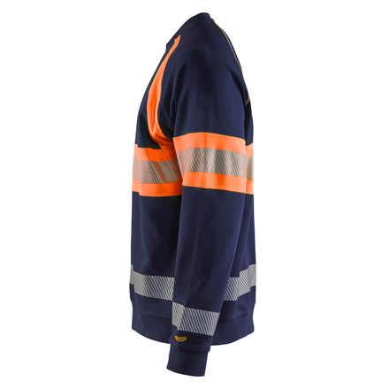 Blaklader 3359 Hi Vis Sweater Navy Blue Hi Vis Orange Left