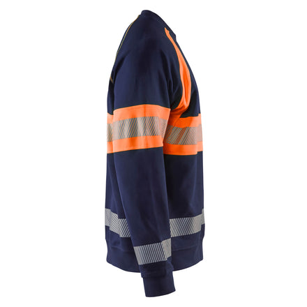 Blaklader 3359 Hi Vis Sweater Navy Blue Hi Vis Orange Right