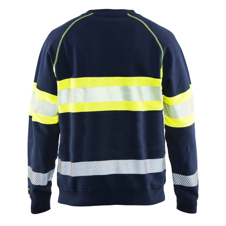Blaklader 3359 Hi Vis Sweater Navy Blue Hi Vis Yellow Back