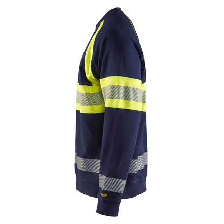Blaklader 3359 Hi Vis Sweater Navy Blue Hi Vis Yellow Left