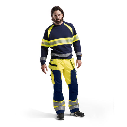 Blaklader 3359 Hi Vis Sweater Navy Blue Hi Vis Yellow Model