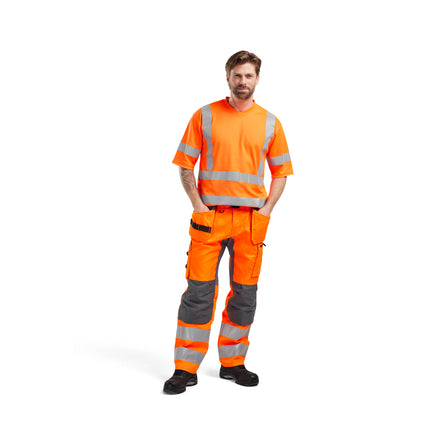 Blaklader 3380 Uv T Shirt Hi Vis Hi Vis Orange Navy Blue Model