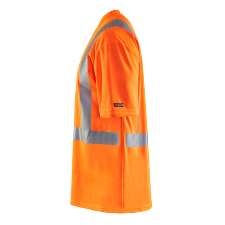Blaklader 3382 Uv T Shirt Hi Vis Hi Vis Orange Navy Blue Left